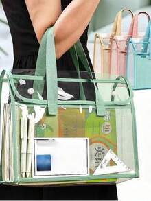 1 PC Transparent Waterproof Expandable File Bag, High-Quality Portable Transparent Folder Suitable For Office, School, And Events Like Graduation Season,Thanksgiving