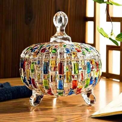 Elegant Glass Candy Jar With Lid - Perfect For Holding Nuts, Jewelry And Small Trinkets - Ideal For Home Decor And Storage