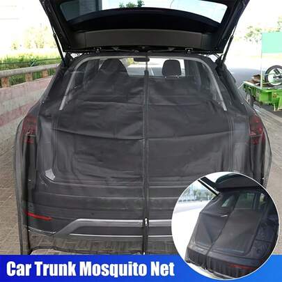 1pc L Size Magnetic Rear Door Screen (Support Rod Spacing 47.64-49.21in), Car Tailgate Anti-Mosquito Sunshade Mesh Screen, Magnetic Camping Accessories, Trunk Magnetic Mesh Screen, Anti-Insect Sunshade Curtain