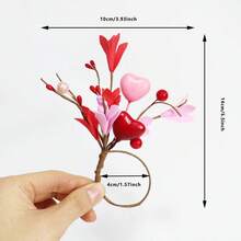 Valentine's Day Heart Napkin Rings Rromantic Simulated Floral Napkin Holders For Dining Table Wedding Party Home Decor - Pink - View 7