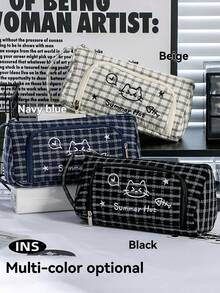 Conjunto com 1 unidade de estojo/bolsa para material escolar, estojo grande para material escolar, estojo portátil para material escolar, cosméticos, presente portátil, adequado para escritórios, escolas, jovens, meninas, meninos, meninas e adultos. [O produto inclui apenas o estojo/bolsa para material escolar; acessórios da imagem não inclusos.] - Multicolorido - Ver 5