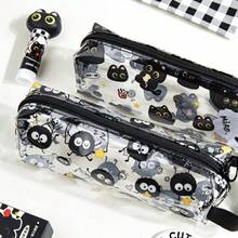 PVC材质猫咪图案铅笔盒，防水防污，可爱大容量设计，新款文具包，适合学校、办公室和手工用品。 - 彩色 - 查看 6