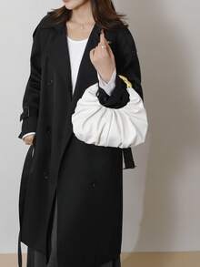 Túi xách mây xếp ly tối giản thời trang, túi đeo vai/nách đa năng - trắng - Xem 5