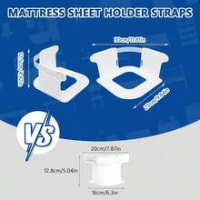 Sheet Holder with Lock Strips, Sujetador de sbanas antideslizante para sbanas ajustables de esquina de fcil instalacin Blanco - Blanco - Ver 4
