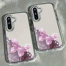 Compatible con iPhone 17, 16, 15, 14, 13, 12, 11 Pro Plus Max, así como con Galaxy, Honor, OPPO, Redmi, Moto, Vivo, Pura 70/70 Pro, Pixel 7, 8 y 9. Esta funda transparente presenta un diseño de mariposa de cristal morado, marco de lente y botones galvanizados. Perfecta como regalo de cumpleaños, para tu pareja o para ti mismo. - transparente - Ver 3