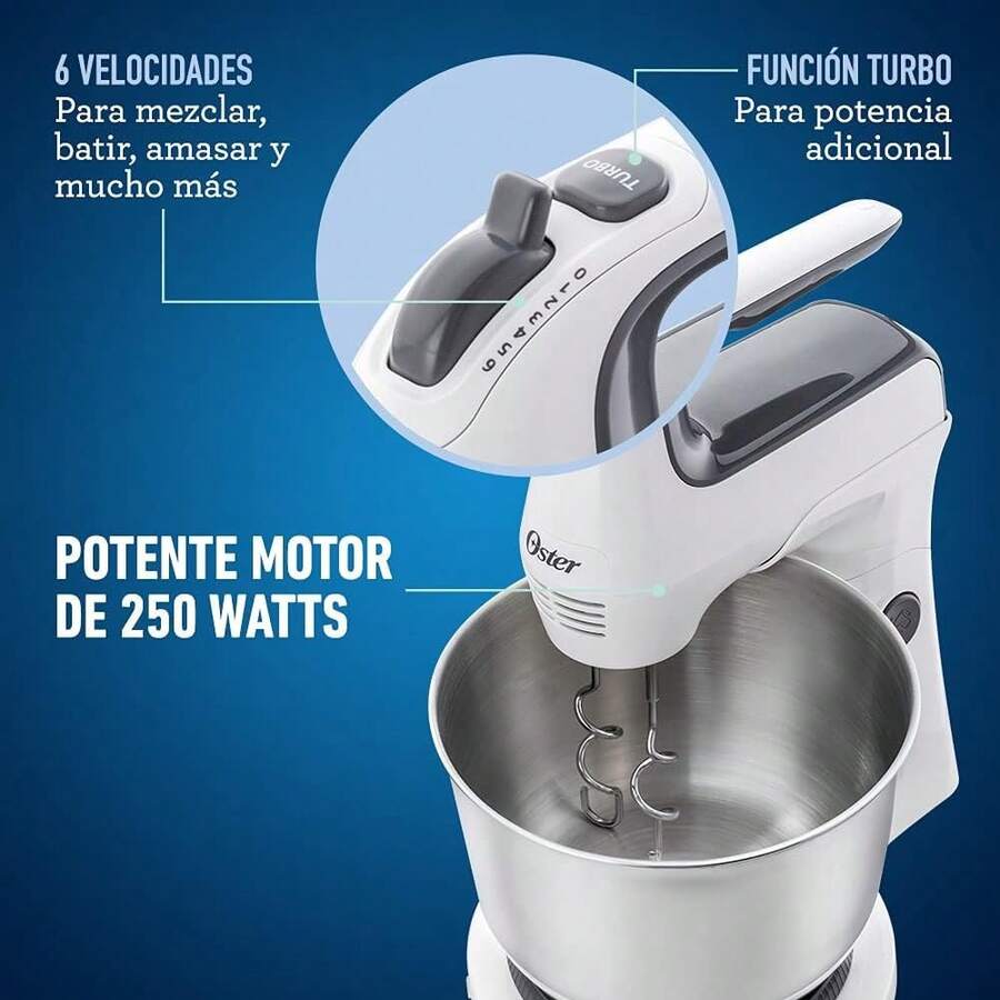 Oster® Batidora mano/pedestal blanca con tazon de acero FPSTHS3612 - 1 - Ver 1