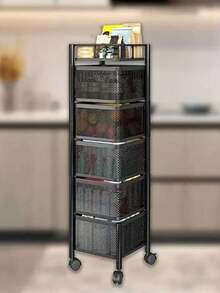 Rotatable Metal Carbon Steel Storage Rack, Kitchen Vegetable Rack, Snack Organizer