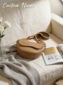 1件装定制姓名单肩包/斜挎包/休闲单肩包/女士手提包，新款时尚设计，新款女士时尚包包，别致优雅，适合女性或学生，经典休闲，可定制文字的女士单肩包 - 彩色 - 查看 4