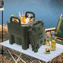 ZHFEISY 20L/21Qt Insulated Food Carrier, Stainless Steel Thermal Bucket On 4 Wheels, 15.4" Stackable Airtight Container For Hot/Cold Food, Camping, Catering, Green - default - View 1
