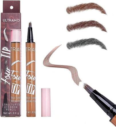 Lapiz De Cejas Líquido Resistente al Agua, 2pcs Cepillo Cejas Secado Rápido Efecto 3D, Lápiz de Cejas Natural y Duradero Con Efecto Microblading, Plumon para Cejas Resistente a Las Manchas (02 Taupe) (02 Taupe)