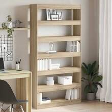Larryhot Librería Roble Sonoma 100 x 30 x 198 cm Madera de ingeniería, Fácil de montar, elegante y hermoso, y conveniente para almacenar artículos, es una opción ideal para el almacenamiento y la decoración del hogar. - Marrón - Ver 1