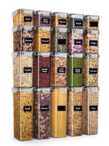 Asnews 12/24/30/48pcs Organization And Storage,Stackable Candy Jar Storage Container With Lid, Multi-Functional Reusable Food Storage Sealed Box For Flour, Sugar, Dried Fruit And Pasta, Kitchen Organizer And Storage, Kitchen Accessories,Kitchen Decor And Accessories,Gifts For Women,Kitchen Gadgets ,Local Warehouse - Đen và trắng - Xem 1