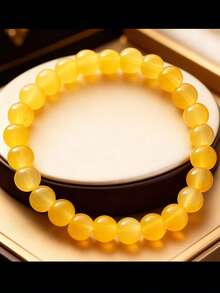 1 pieza Pulsera de cuarzo amarillo sintético hecha a mano, regalo perfecto para hombres y mujeres, accesorio de uso diario, adecuado para todas las festividades, Navidad, Día de San Valentín - Multicolor - Ver 4