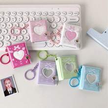 Álbum de fotos mini de 3 pulgadas con diseño de corazón hueco al estilo K-Pop, álbum de fotos mini, libro de almacenamiento de tarjetas, con colgante, llavero DIY y pegatinas - Libro de almacenamiento - Ver 1