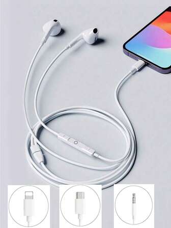 C 型有线耳机，USB C 耳机，耳塞式音频耳机，电子通话和音乐低音立体声入耳式耳机，适用于 iPad/PC