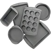 Wilton Ever Glide 6 Piece Nonstick Bakeware Set For Cakes Muffins Cookies Durable Even Heating Dishwasher  Nonstick Baking Pans And Sheets Black - 藍白色 - 查看 4