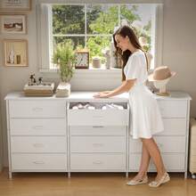 Armario De Tela Con 12 Cajones Multifuncional - Blanco - Ver 9