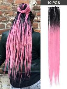 24英寸脏辫接发，SE纤细0.6厘米宽脏辫接发，合成手工柔软嬉皮风脏辫，女士适用 - 彩色 - 查看 9