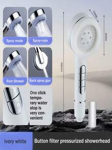 1pc High Pressure Shower Head With Booster, Super Strong Water Flow Handheld Shower Head Set For Bathroom - Multicolor - View 8