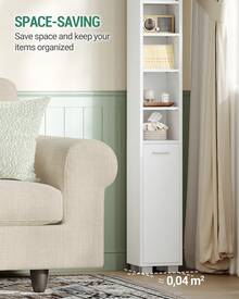 HaluPeit Bathroom Cabinet, Narrow Tall Bathroom Cabinet, Bathroom Tall Cabinet With 2 Storage Baskets, Adjustable Shelves, Open Compartment And Door, 20 * 20 * 200 Cm, White - 白色 - 查看 4