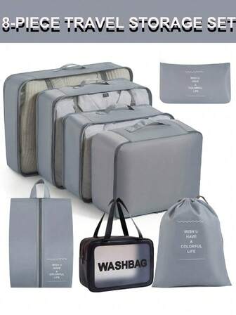 8/1pc Large Capacity Travel Organizer Bags, Multi-Purpose Sorting Storage Bags For Clothes And Personal Care Items, Super Organizing Power, Space Saving, Dust-Proof Storage Bags, Lightweight Travel Packing Cubes, Easy To Pack And Carry