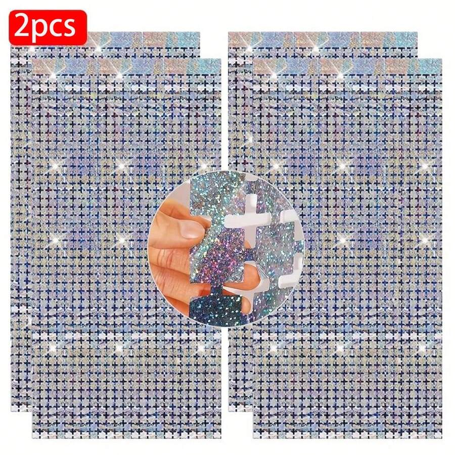 2片装塑料方形流苏背景布，带闪亮亮片，适用于生日派对、婚礼招待会、毕业典礼、主题活动和新娘送礼会。 - 彩色 - 查看 1