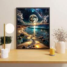 CSZPPQAF 5D Diamond Painting Kits For Adults, Moonlight Beach Diamond Art Kits For Adults Beginner, DIY Round Full Drill Paint By Diamonds Dot Gem Art For Home Decor 12x16 Inch - KM108-1 - 查看 2