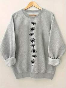 Printed Sweatshirt, Spring And Autumn Round-Neck Casual Sweatshirt, Women's Sweatshirt - Autumn & Winter Couple Style, Unisex Comfortable Long-Sleeve Sweatshirt - Grey - View 1