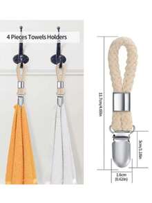 5pcs Multipurpose Bathroom And Kitchen Towel Clips - Braided Cotton Loop Metal Clamp For Easy Storage And Hanging Of Socks, Clothes, And Towels - Multicolor - View 3