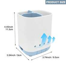 Toothbrush Holder For Bathroom,Plastic Detachable For Easy Cleaning Multi-Functional Storage,3 Slots Anti-Slip Electric Toothbrush And Toothpaste Organizer Caddy For Bathroom Vanity,Countertop (Blue),Blue - Blue - View 7