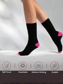 1/10 pares de calcetines cortos hasta el tobillo para mujer de color negro y contraste, transpirables y que absorben la humedad, de estilo casual sencillo, adecuados para el uso diario y atuendos deportivos