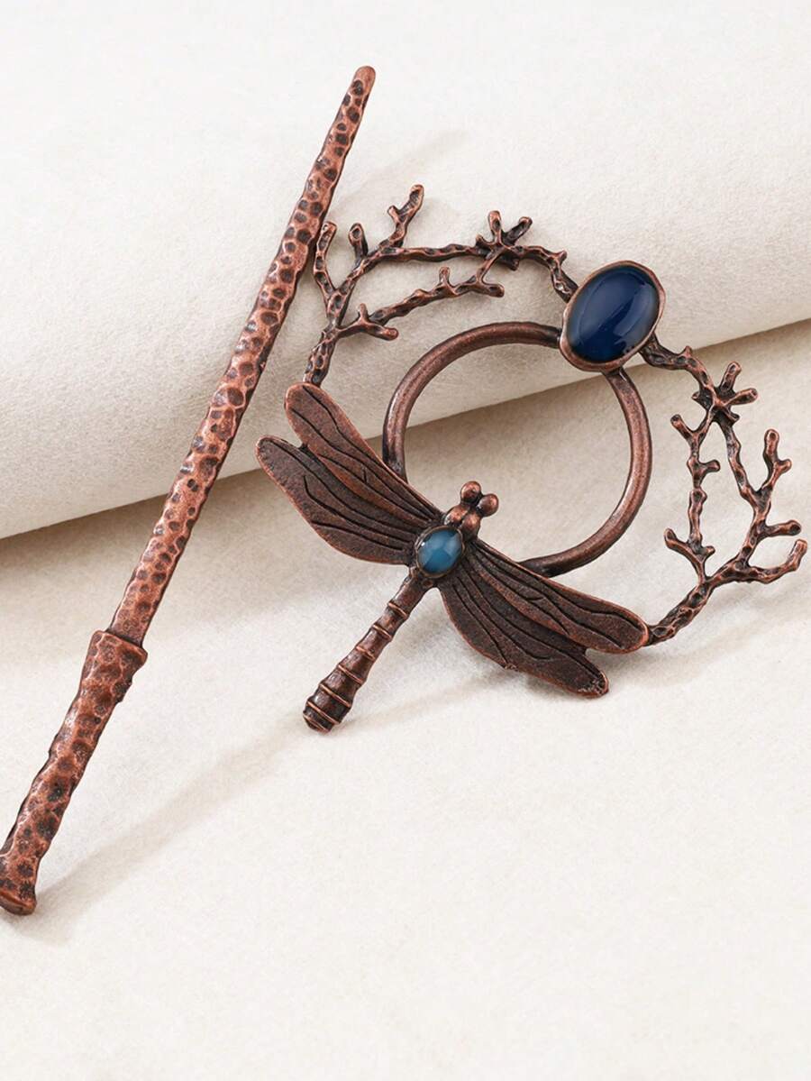 Retro Dragonfly Hairpin Wind Hair Stick Fashion Antique Color Hair Accessories Dress Up Headwear, Bun Extension, Hair Styling Pins - Multicolor - View 1