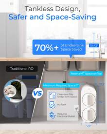 Waterdrop G2 Reverse Osmosis System, 7 Stage Tankless RO Water Filter System, Under Sink Water Filtration System, 400 GPD, 1:1 Pure To Drain, Reduces TDS, FCC Listed, USA Tech, WD-G2-W - White - View 4