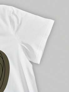 少女爱心印花短袖T恤和工装裤休闲套装 - 軍綠色 - 查看 4