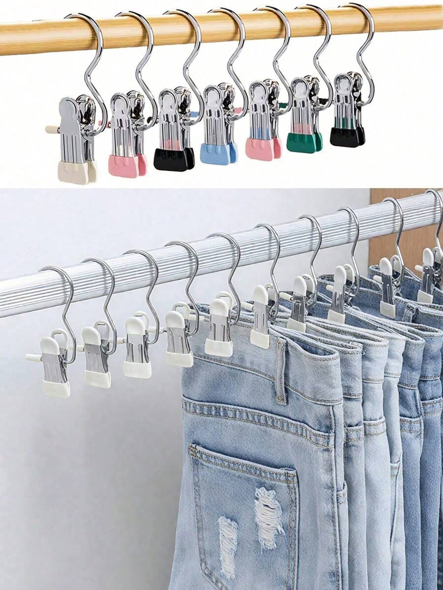 Bộ 20 kẹp quần áo cao cấp, móc treo quần áo bằng kim loại có thể điều chỉnh, thích hợp để treo mũ/tất/quần/váy/áo/đồ lót/búp bê/giày bốt, kẹp treo di động, phụ kiện trang trí quần áo, móc treo quần áo và váy trang trí ngày lễ, thích hợp cho mọi mùa. - Nhiều màu - Xem 1