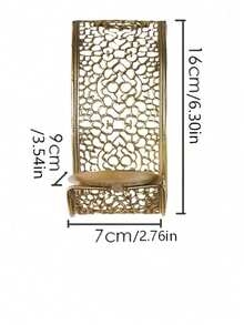 1pc Gold Hollow Wall Hanging Candle Holder, Living Room Bedroom Wall Decor Rack, Ramadan Festival Atmosphere Decor, Home Candle Holder - Multicolor - View 5