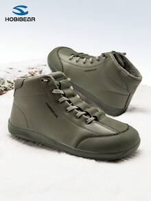 HOBIBEAR 1双女士冬季雪地靴，优雅高帮靴，女士赤足鞋，踝靴；1双男士运动鞋，宽筒中筒步行鞋，橡胶防滑防水设计，登山靴 - 墨綠色 - 查看 1