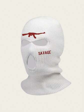 1pc Autumn And Winter Hats, Knitted Hats, Balaclavas, Embroidered AK Pull-Over Hats, Ski Masks, Outdoor Sports, Cycling