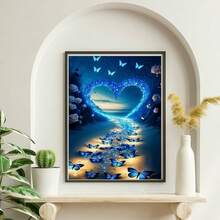 CSZPPQAF 5D Diamond Painting Kits For Adults, Butterfly Beach Heart Diamond Art Kits For Adults Beginner, DIY Full Drill Gem Art Paint By Diamonds Dots Crafts Kits For Home Decor 12x16 Inch - KM253-1 - 查看 4