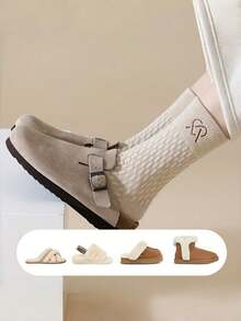 1/2/3/6 Pairs Solid Color Fleece Socks - Warm Thick Breathable Socks - Women Knee High Socks And Tights