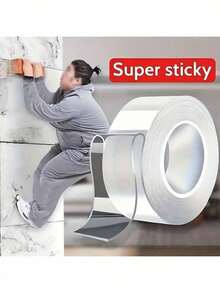 1 Set 1/2/3/5m Super Strong Double-Sided Transparent Tape, Waterproof Reusable Clear Double-Sided Adhesive Tape Suitable For Kitchen And Bathroom Items - Multicolor - View 1