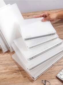 A4/A5/A6/A7 PP Plastic Transparent Frosted Loose Leaf Binder, Plastic Shell 6-Ring Detachable, Durable Loose Leaf Binder Cover, Long-Lasting, Suitable For Office, Home And School Organization - Clear - View 5