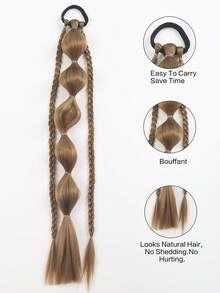 2件装纤维尾巴女孩假发泡泡丸子甜美扭辫高马尾接发辫灯笼泡泡马尾儿童 - 彩色 - 查看 4