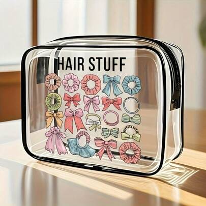 1pc Transparent Casual Handbag, Unisex, Can Be Used As Cosmetic Bag/Toiletry Bag/Storage Pouch - Portable Travel Airport Luggage Accessory, With Zipper And Handle, Gift For Men And Fathers On Valentine's Day/Christmas