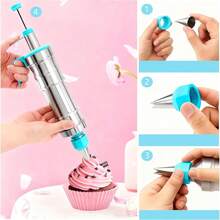 208 PCS Cake Decorating Kit, Baking Supplies With Dessert Decorating Syringe Set, Storage Icing Piping Bags And Tips Set Cookies, Cupcake Cake Decorating Supplies For Beginners - Default - View 7