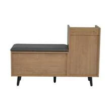 Modern Shoe Bench/Shoe Chest/Seat With Three Storage Doors, Asymmetrical Metal Handles And Multiple Storage Levels – Dimensions: W100/D34/H69 Cm - Warna alami - View 8