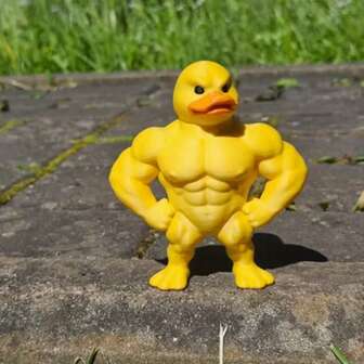1pc 3D Printed Muscle Duckling Funny Toy, New Creative Duck Decor Desktop Ornament Gift