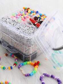 Acrylic Letter Beads Round Beads Includes Bucket Beads Soft Clay Friendship Bracelet Jewelry Making Kit 4x7mm