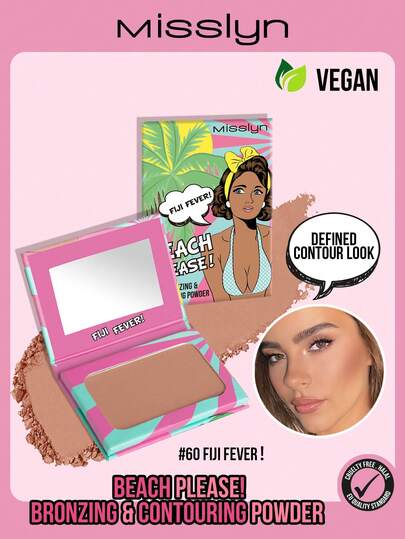 Misslyn Bronze Contouring Powder – Oumbärligt för strandmakeup! Högpigmenterad, finmalen, len matt bronzer med spegeleffekt. Långvarig, lätt, andningsbar formula som är lätt att blanda. Perfekt för år 2000-inspirerade looks, fester, strand, resor, camping, utomhusaktiviteter, roséchic nyårsmakeup, cosplay och bäst för semester- och resemakeup.