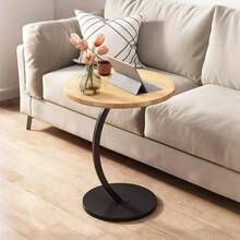 Small End Table, Sofa Side Table  Single Layer New Round Shaped Sofa Table ,Durable Density Board Bedroom Multi-Functional Side Table Metal Frame Space Saving Perfect For Living Room Sofa And Bedroom,Round Small Coffee Table - Ginger - View 2
